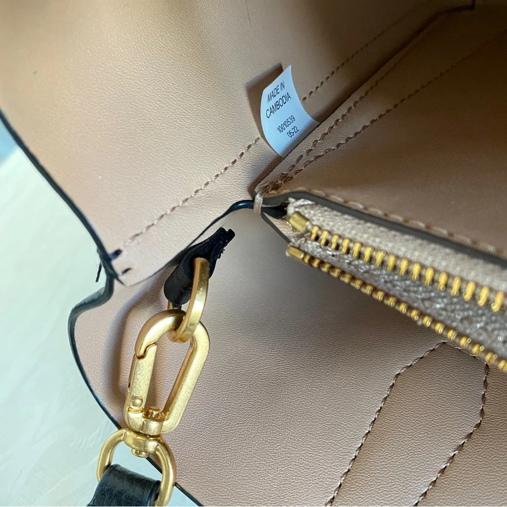 Tory Burch Black Pebbled Leather Small 2 way Tote Bag